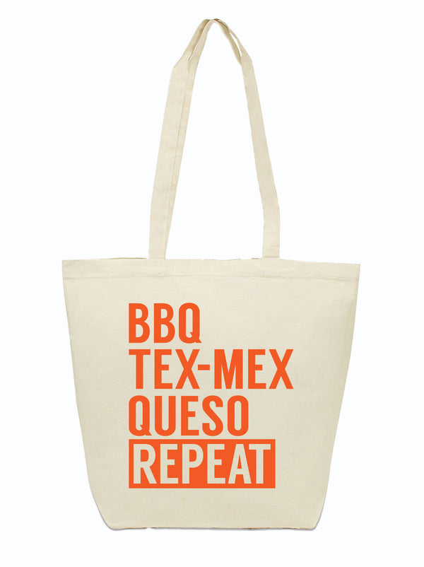 BBQ Tex Mex Queso Repeat Tote Bag