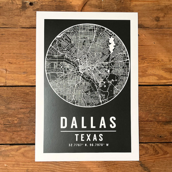 Black Map Art Print