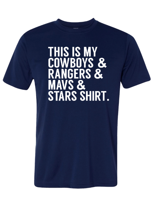 Bullzerk Kids- This Is My Cowboys, Rangers, Mavs and Stars Shirt Youth Large (10/12)